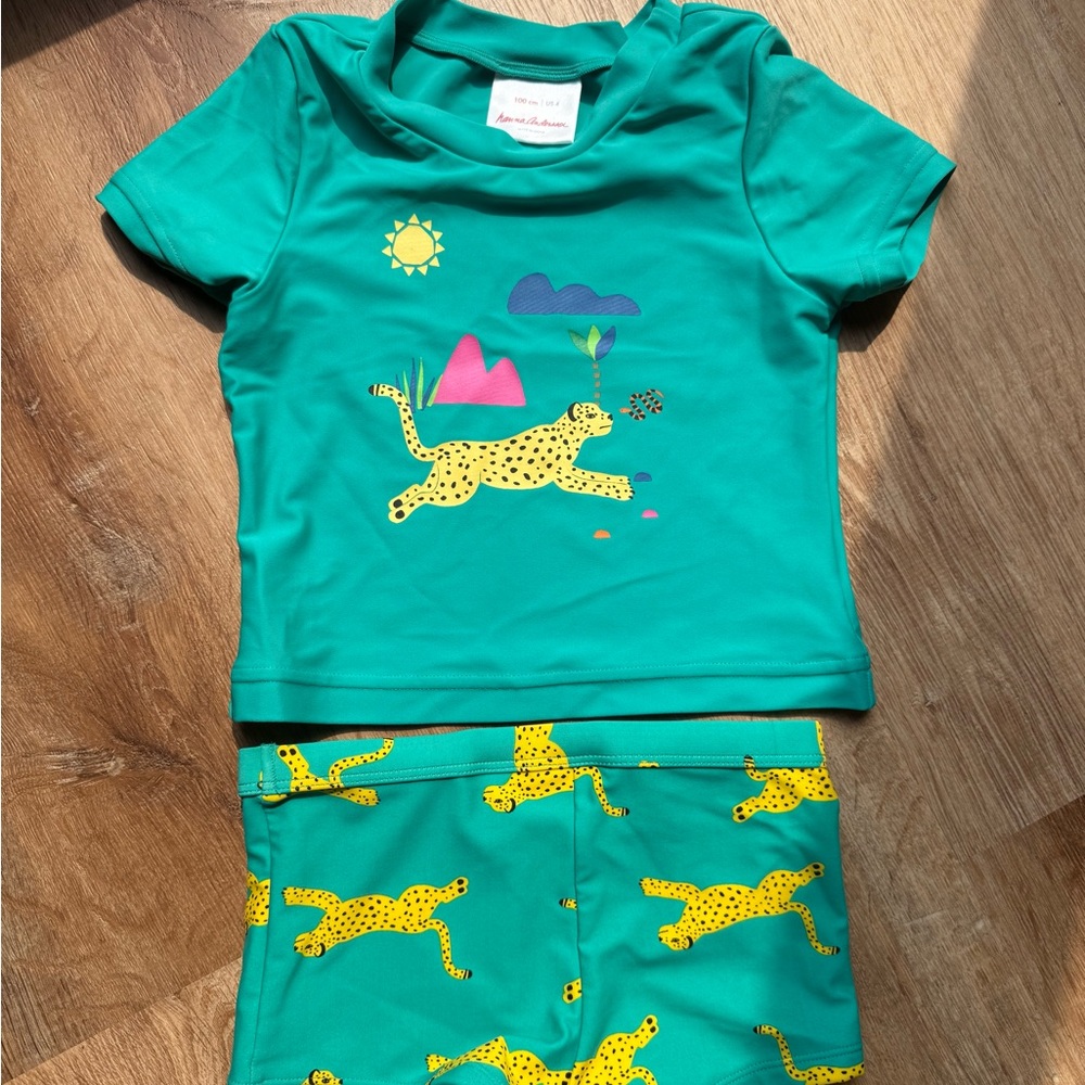 Green Leopard Print Kids' Swim Set by Hanna Andersson